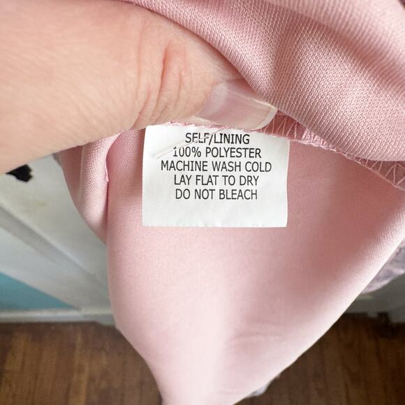 VTG Believe Ballet Pink Floral Fairy Garden Ruffle Midi Dress Romantic Size 10 - Picture 12 of 15